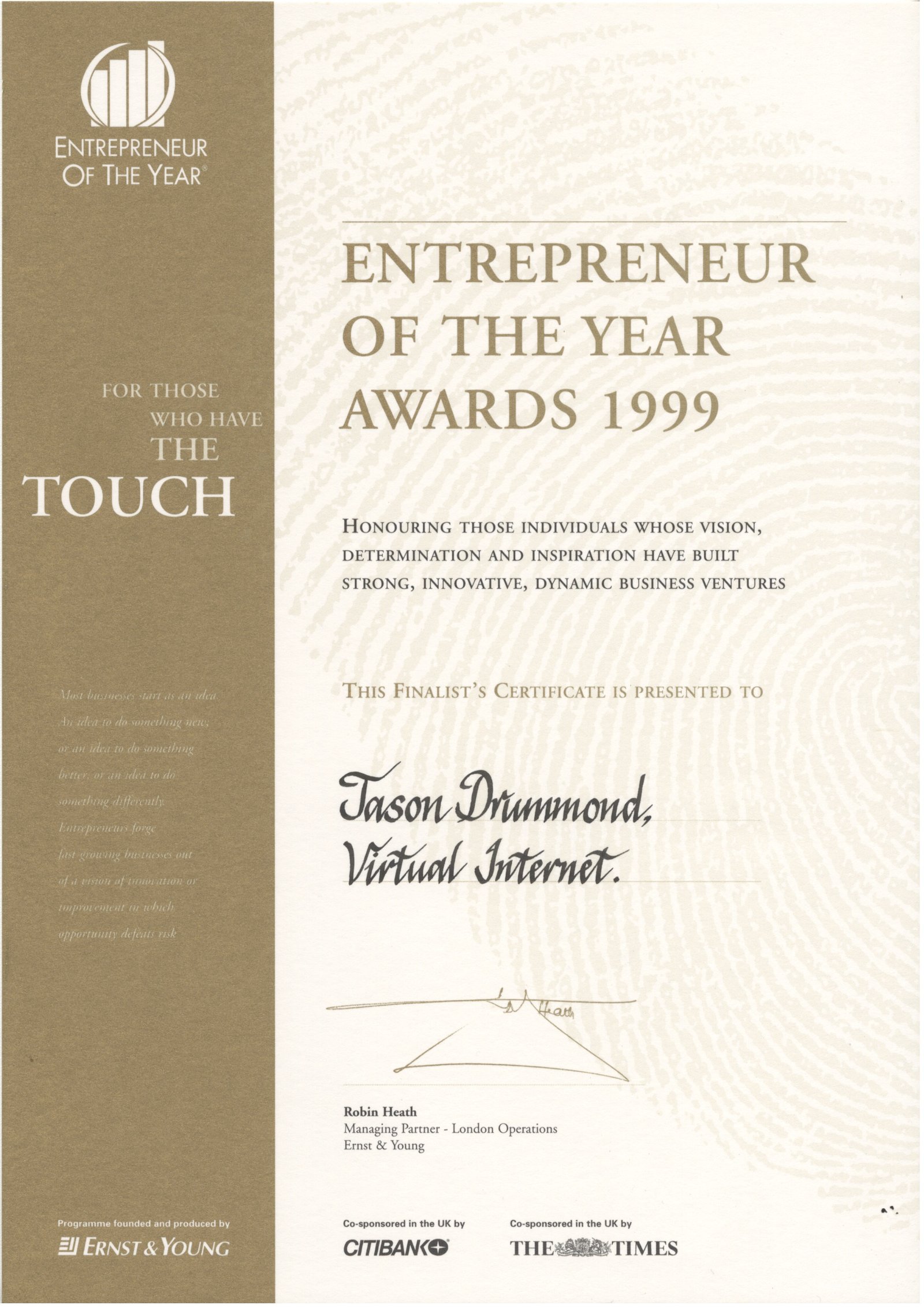 FINALIST – ENTREPRENEUR OF THE YEAR AWARDS