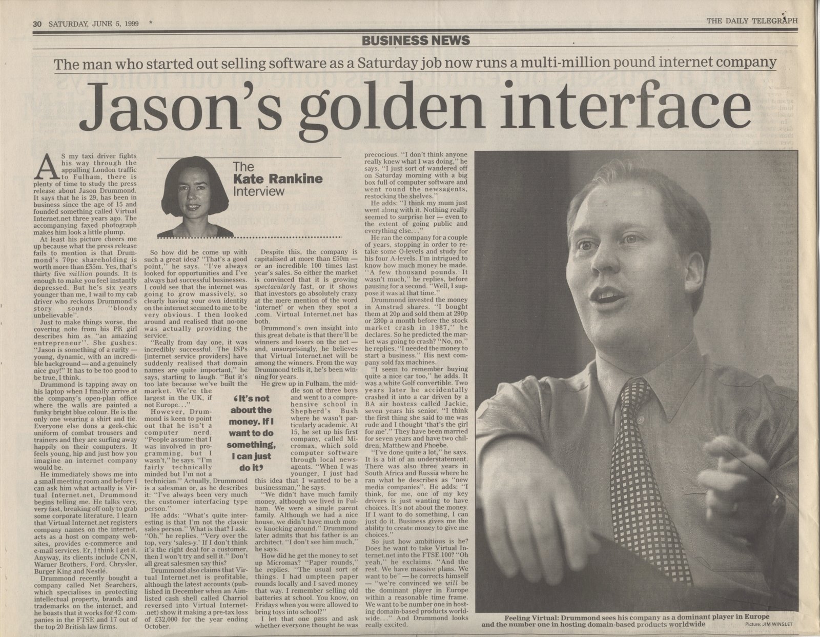 THE DAILY TELEGRAPH – Jason’s golden interface